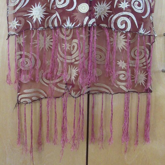 Magical, Mystical Gold & Red Scarf, Wrap, Vintage, Glitter, 1980s - Picture 5 of 11